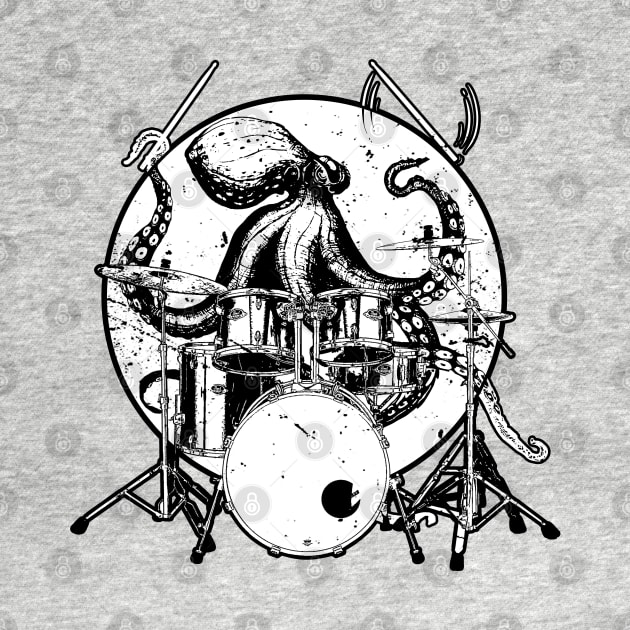 Drummers Gift Print Cool Drumming Octopus Print by Linco
